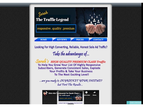 Screenshot of solo ad seller's website