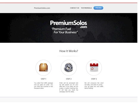 Screenshot of solo ad seller's website