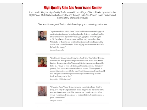 Featured Solo Ads Seller: Ysaac Benter