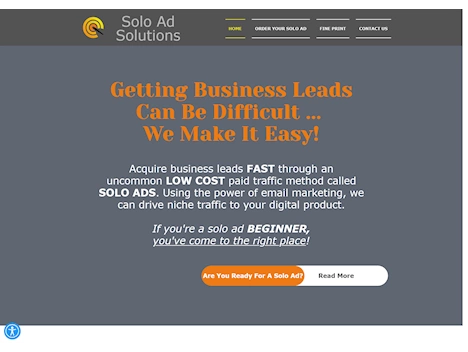 Screenshot of solo ad seller's website