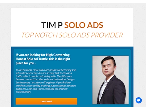 Screenshot of solo ad seller's website